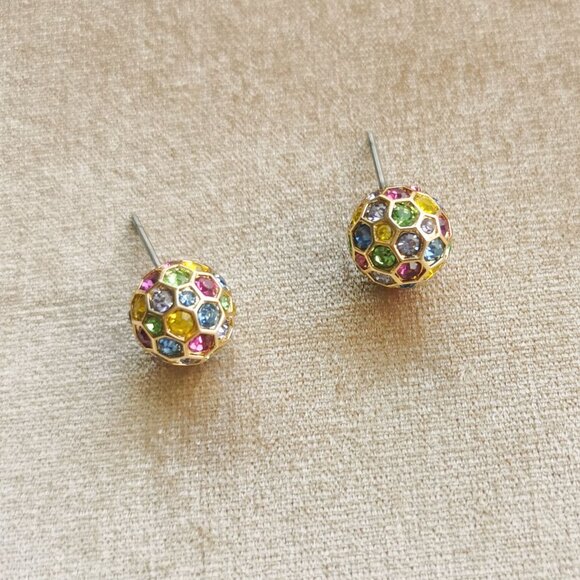 Kate Spade On The Ball Gold Multi Color Sphere Stud Earrings New - Picture 3 of 3
